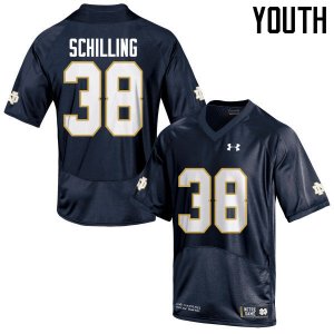 Notre Dame Fighting Irish Youth Christopher Schilling #38 Navy Blue Under Armour Authentic Stitched College NCAA Football Jersey DLD2199CH
